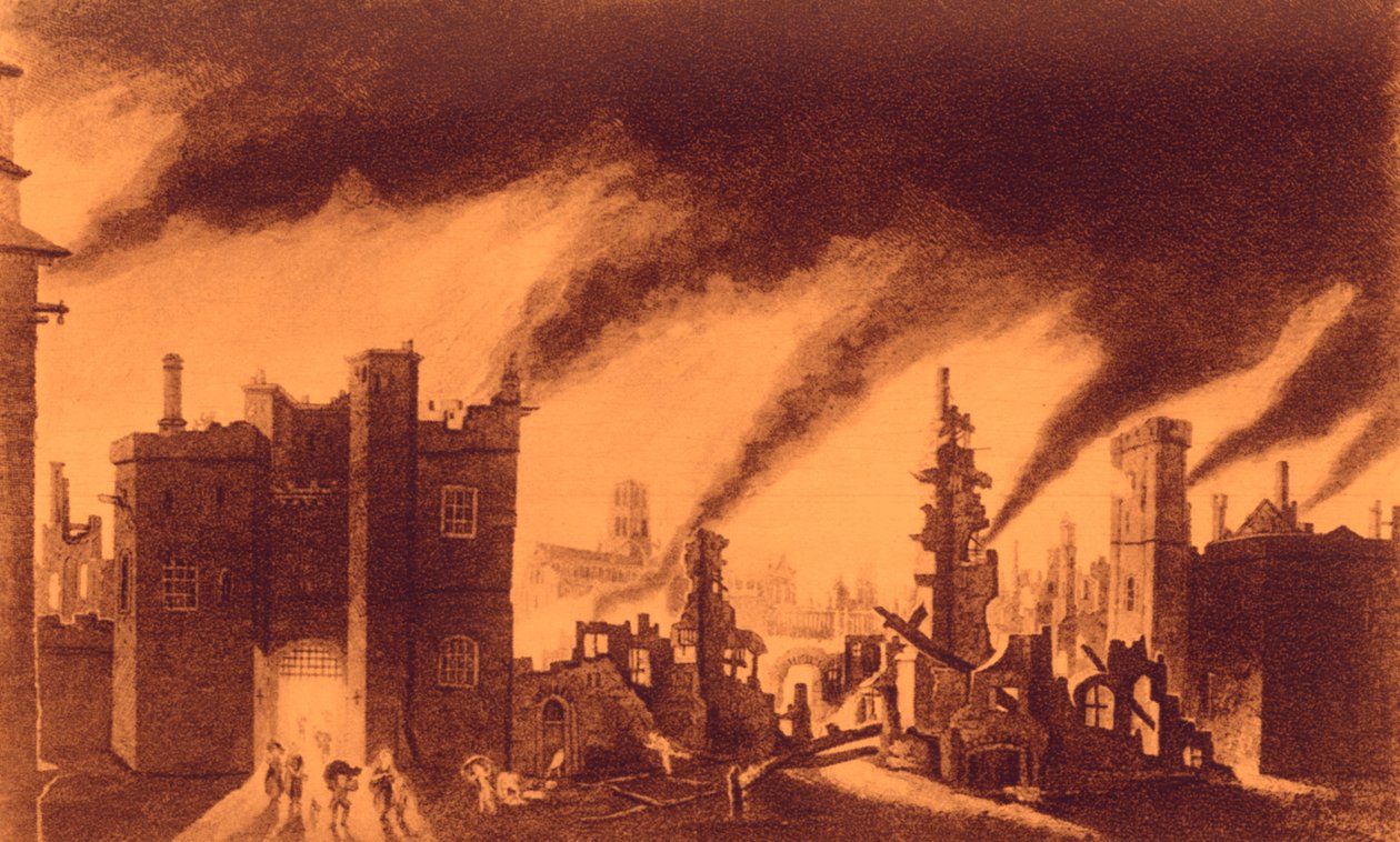 Wielki Pożar Londynu autorstwa John Seymour Lucas