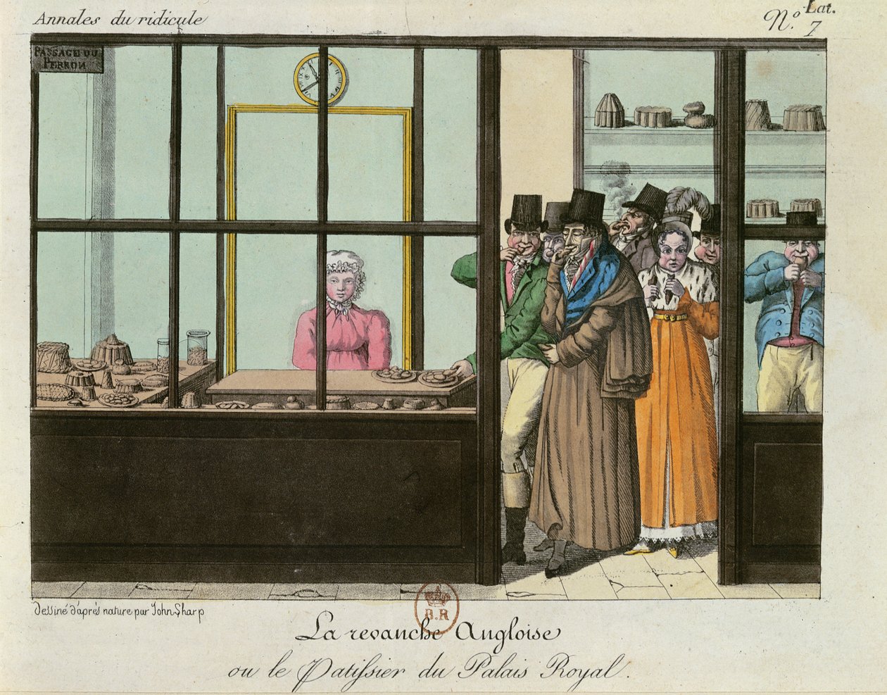 The English Revenge or The Patisserie at the Palais Royal, c.1815 autorstwa John Sharp