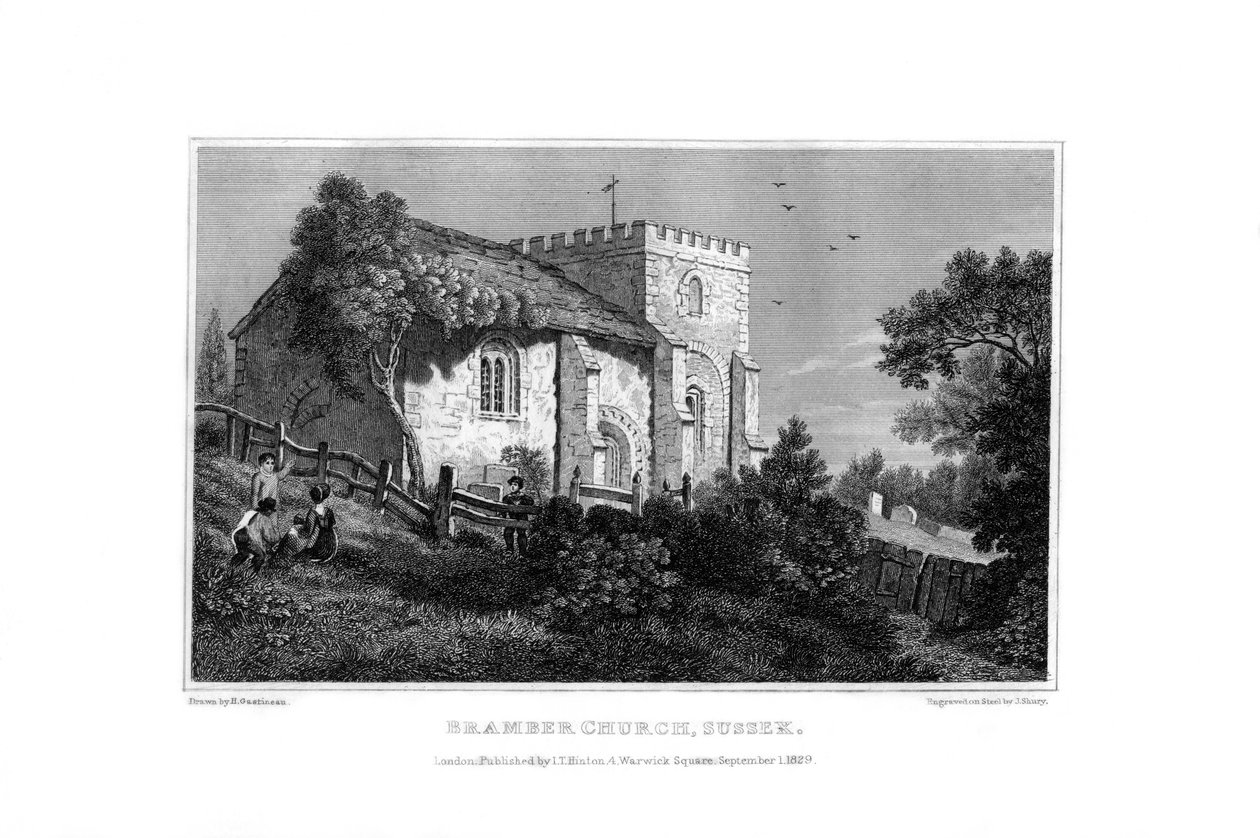 Kościół Bramber, West Sussex, 1829. autorstwa John Shury
