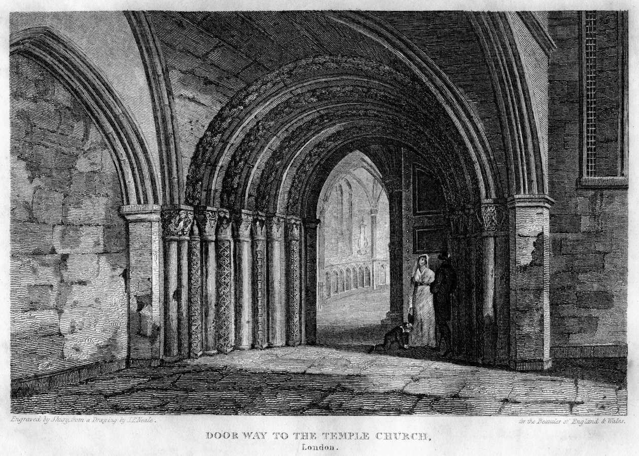 Wejście do kościoła Temple, Londyn, 1815. autorstwa John Shury