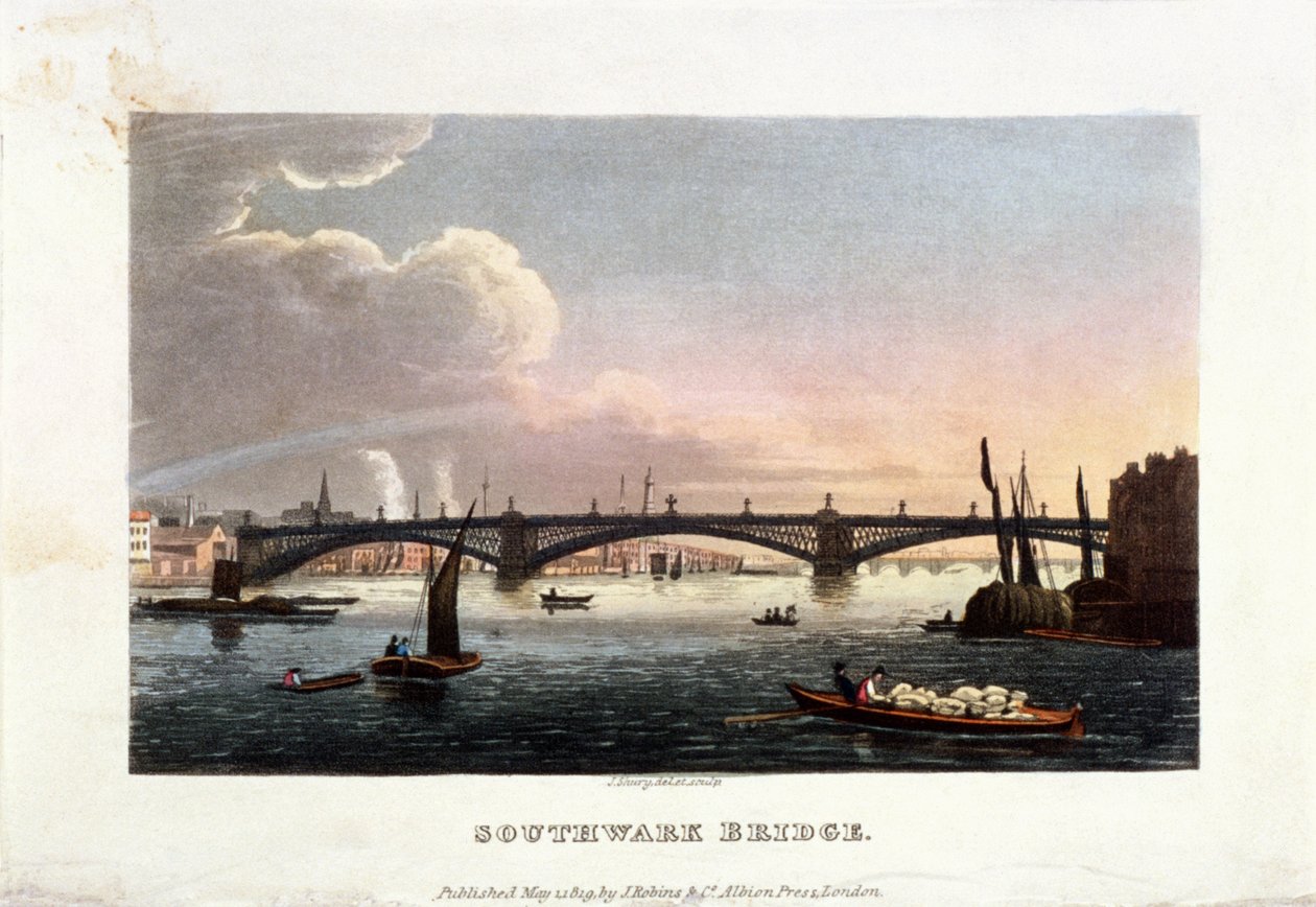 Most Southwark, Londyn, 1819 autorstwa John Shury