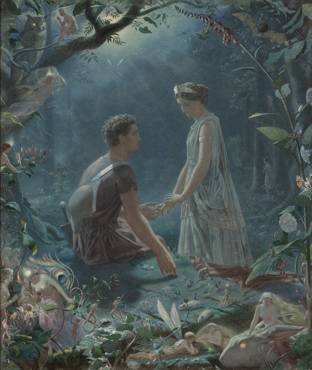 Hermia i Lysander. Sen nocy letniej, 1870 autorstwa John Simmons