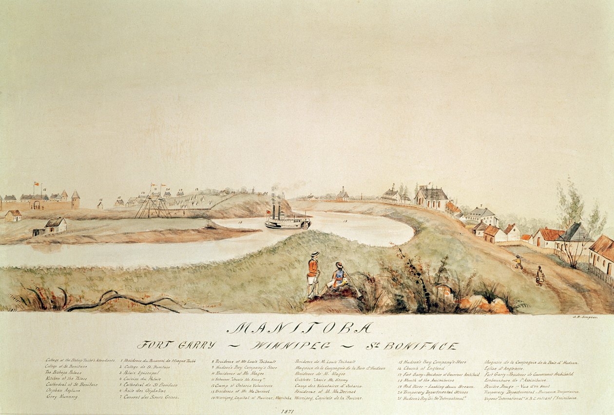 Manitoba, pokazuje stację handlową Hudson Bay Company, 1871 autorstwa John Simpson