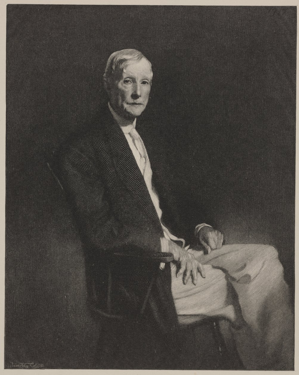 Portret Johna D. Rockefellera, grafika wykonana przez Timothy Cole autorstwa John Singer (after) Sargent