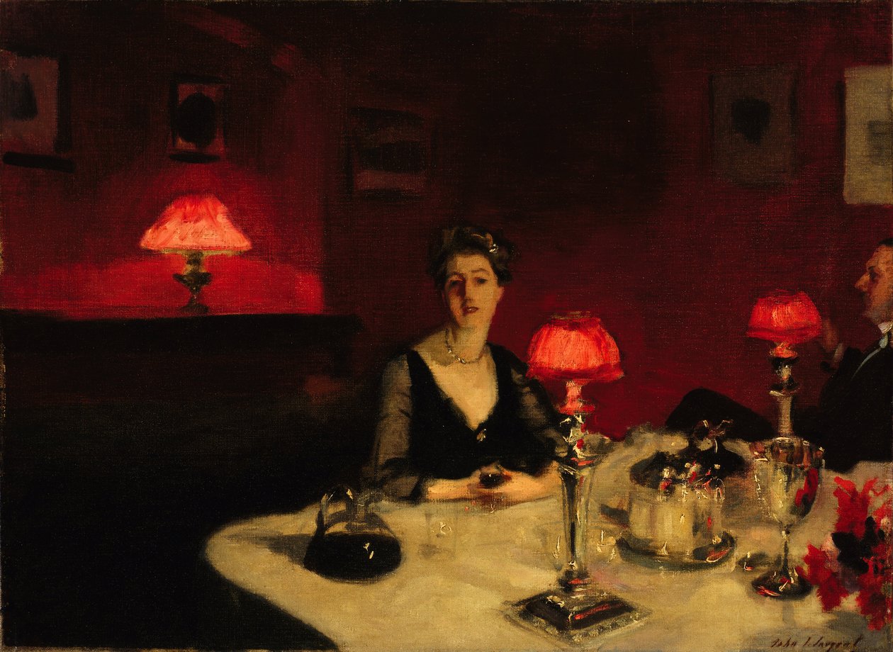 „Stół obiadowy w nocy” Peinture de John Singer Sargent (1856-1925) 1884 Muzea Sztuk Pięknych w San Francisco Californie autorstwa John Singer Sargent