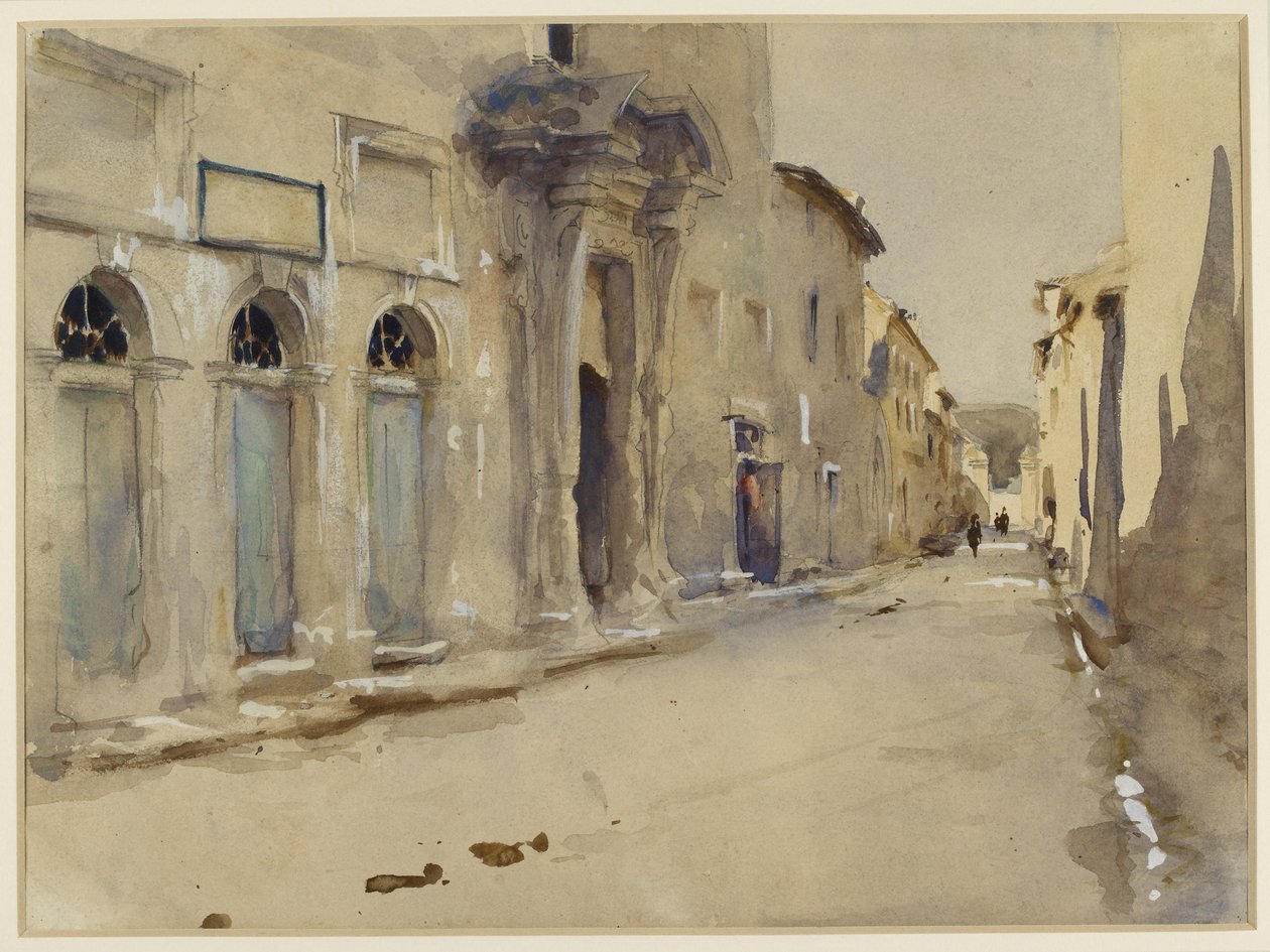 Ulica w Hiszpanii (akwarela nad grafitem z akcentami koloru nadwozia) autorstwa John Singer Sargent