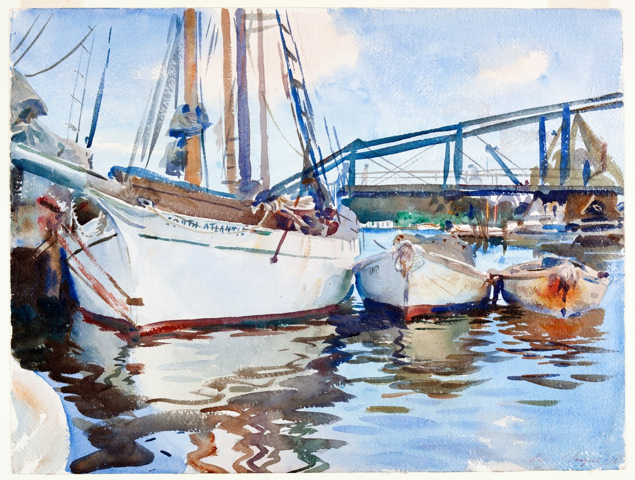 Łodzie pod Kotwicą, 1917 (wc nad grafitem na papierze) autorstwa John Singer Sargent