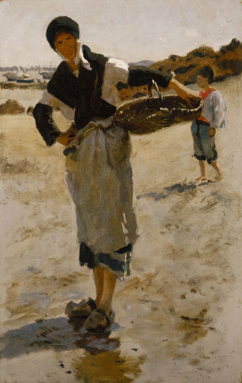 Bretonka z koszem, szkic dla Ostrygowych Zbieraczy z Cancale autorstwa John Singer Sargent