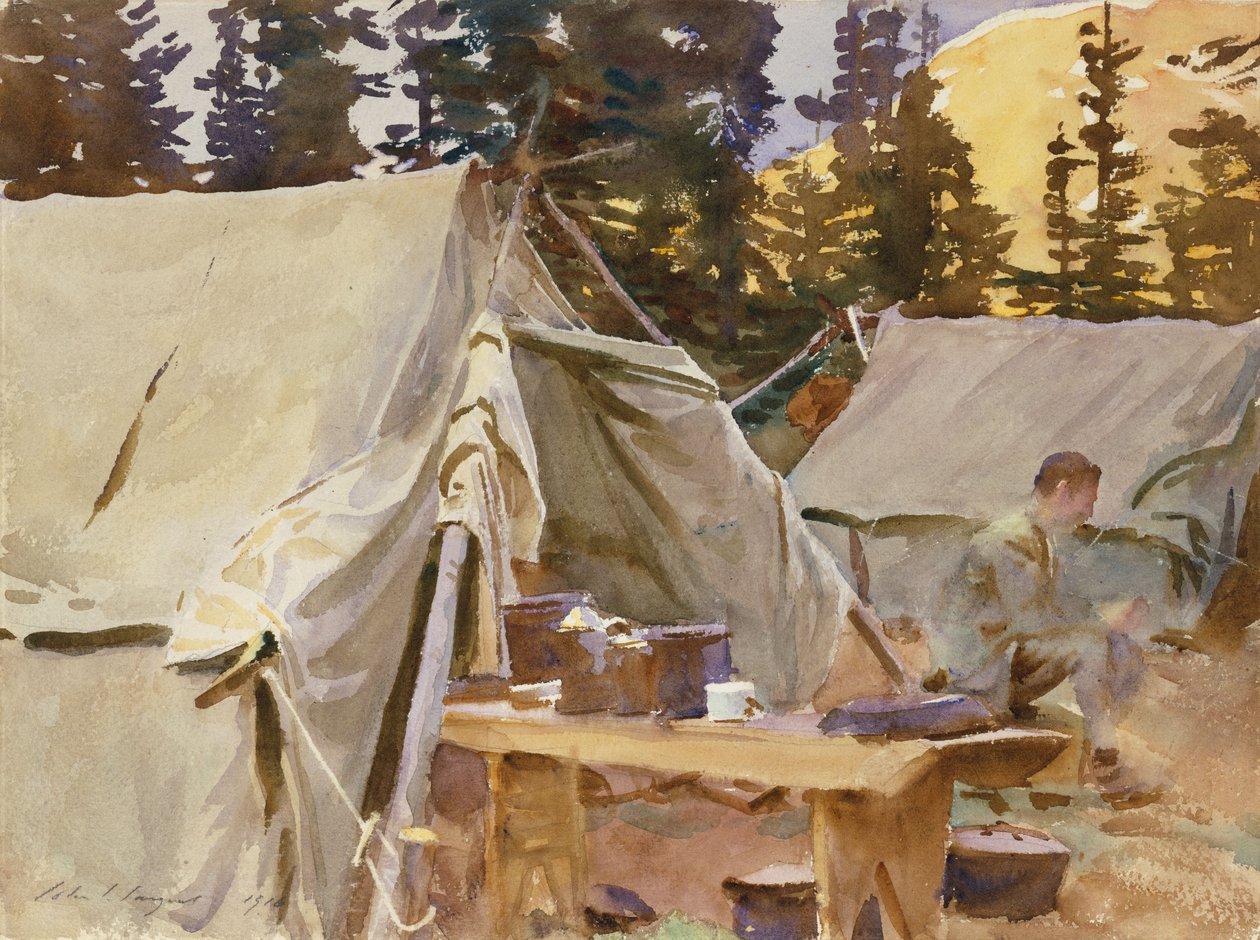 Obóz nad jeziorem O”Hara, 1916 autorstwa John Singer Sargent