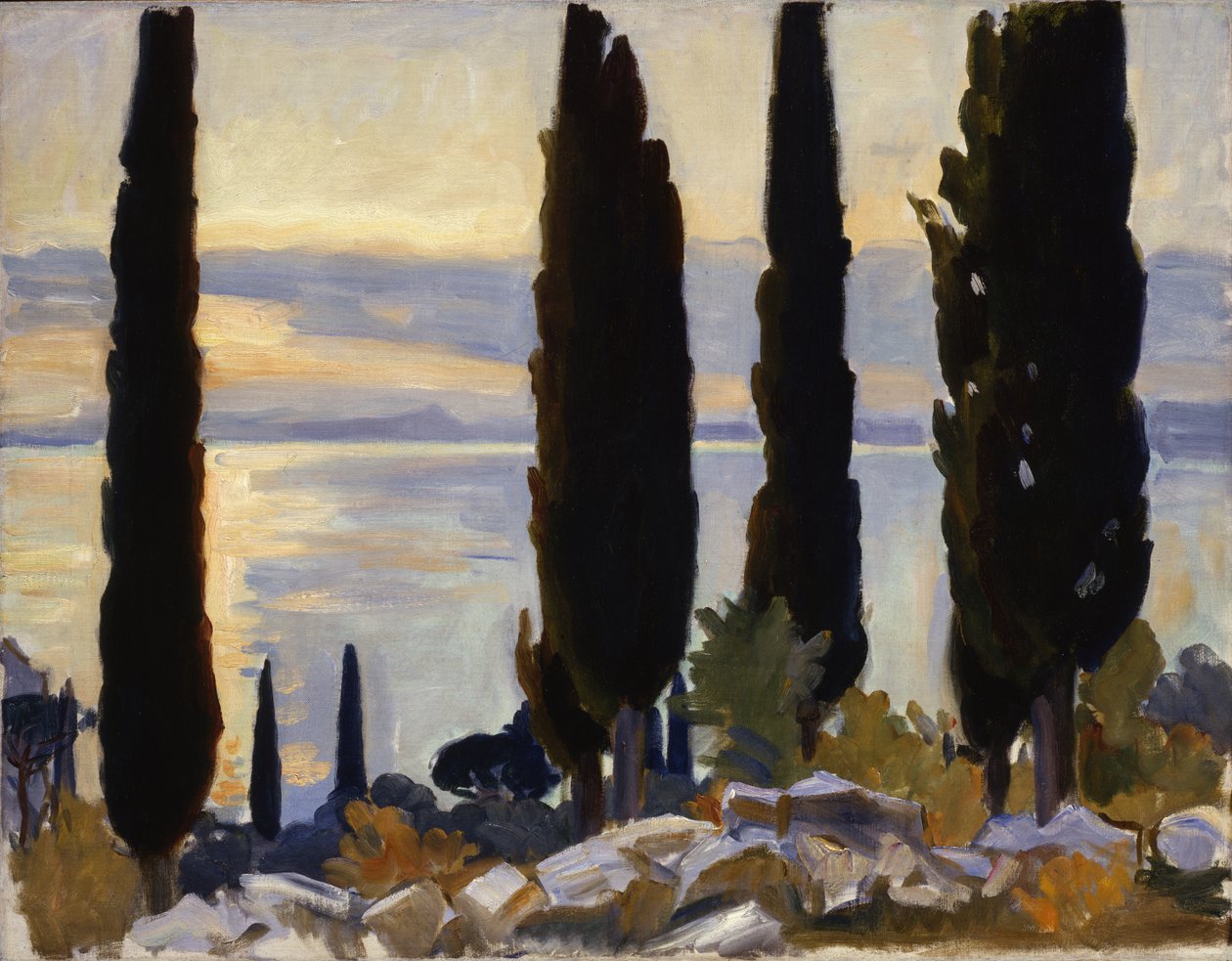 Cyprysy w San Vigilio, 1913 autorstwa John Singer Sargent