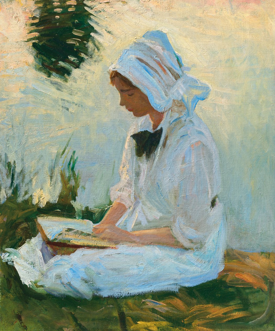Dziewczyna czytająca nad strumieniem, ok. 1888 r. autorstwa John Singer Sargent