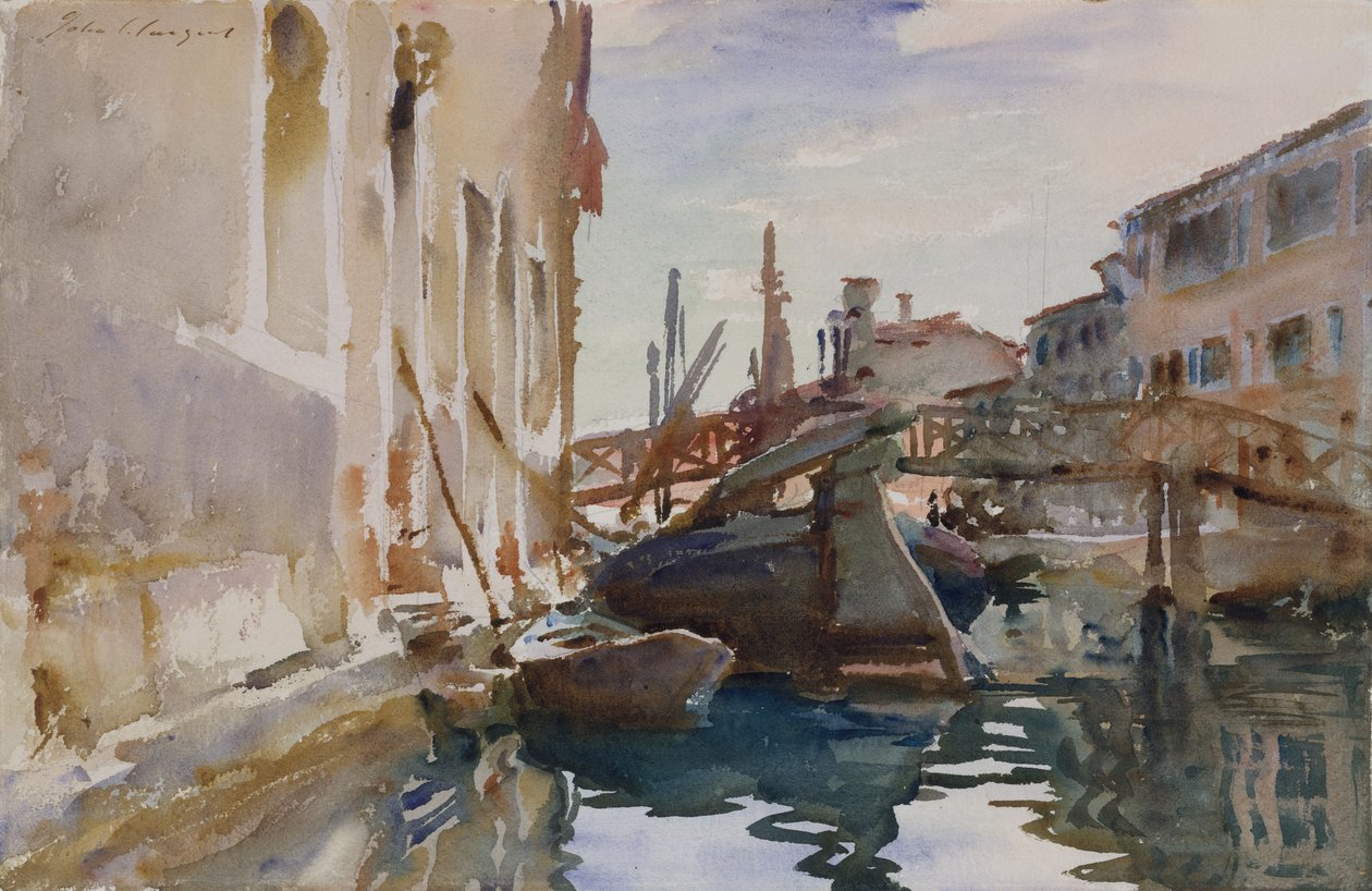 Giudecca, ok. 1913 (wc i grafit na papierze w kolorze złamanej bieli) autorstwa John Singer Sargent