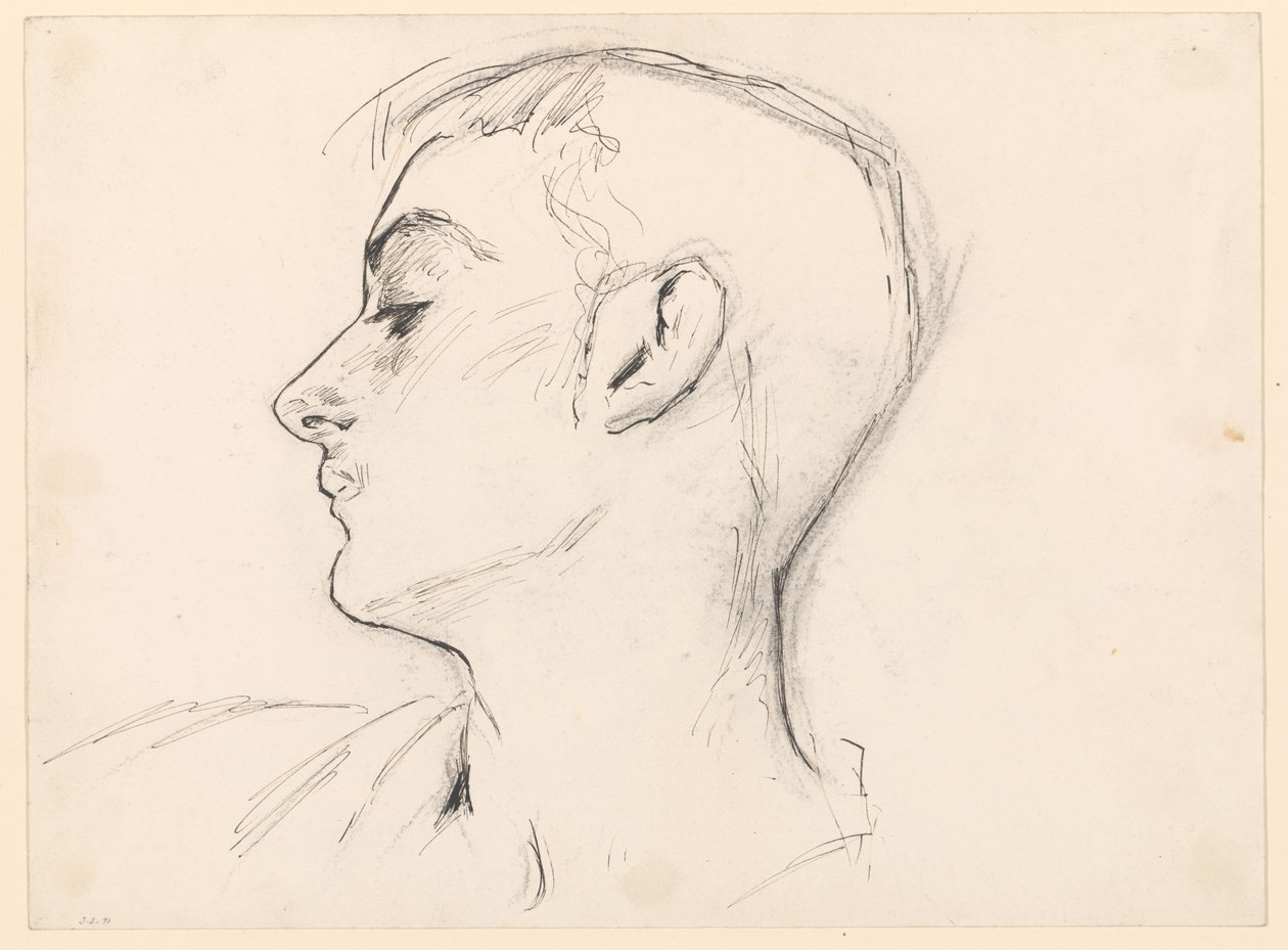 Głowa młodego mężczyzny (Albert de Belleroche) z profilu autorstwa John Singer Sargent