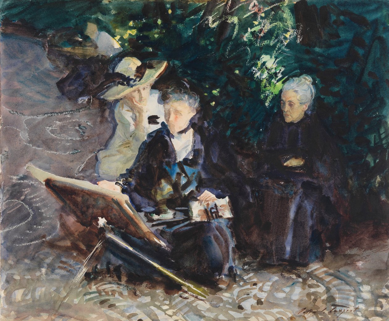 W Generalife, 1912 (wc, kredka woskowa i grafit na białym papierze tkanym) autorstwa John Singer Sargent