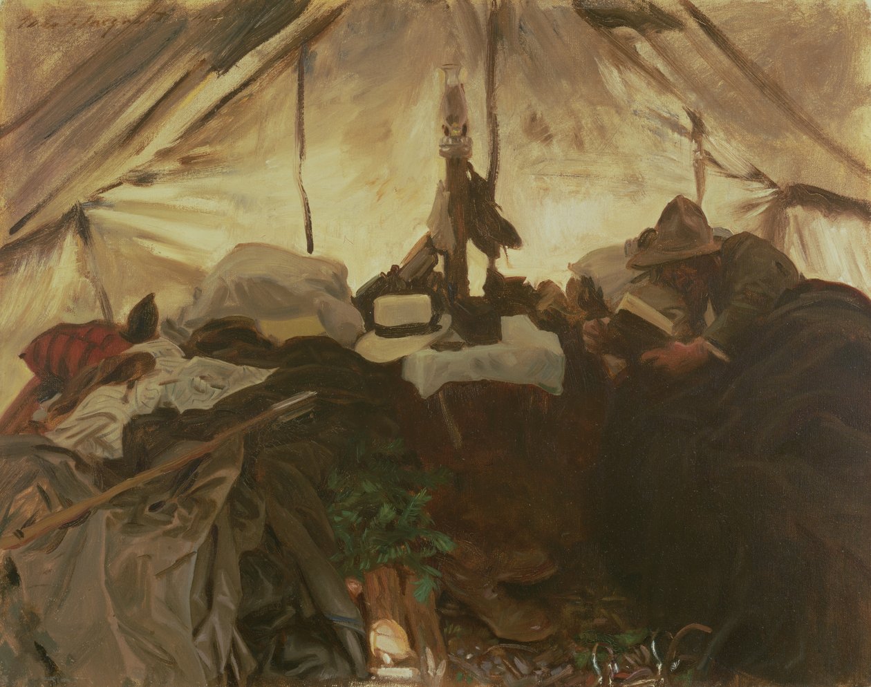 Wewnątrz namiotu w Canadian Rockies, 1916 autorstwa John Singer Sargent