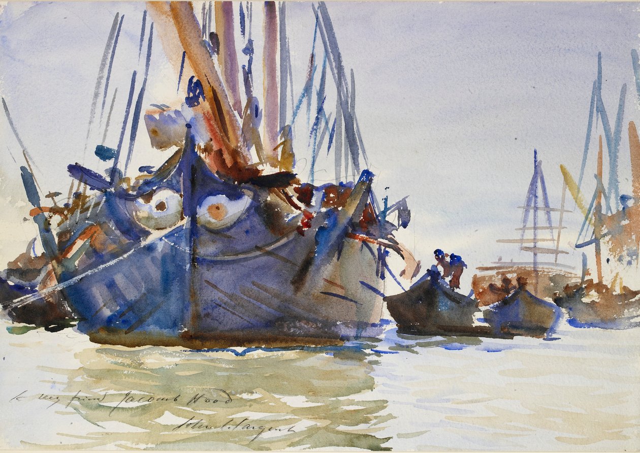 Włoskie statki żaglowe na kotwicy, c1904-1907 autorstwa John Singer Sargent