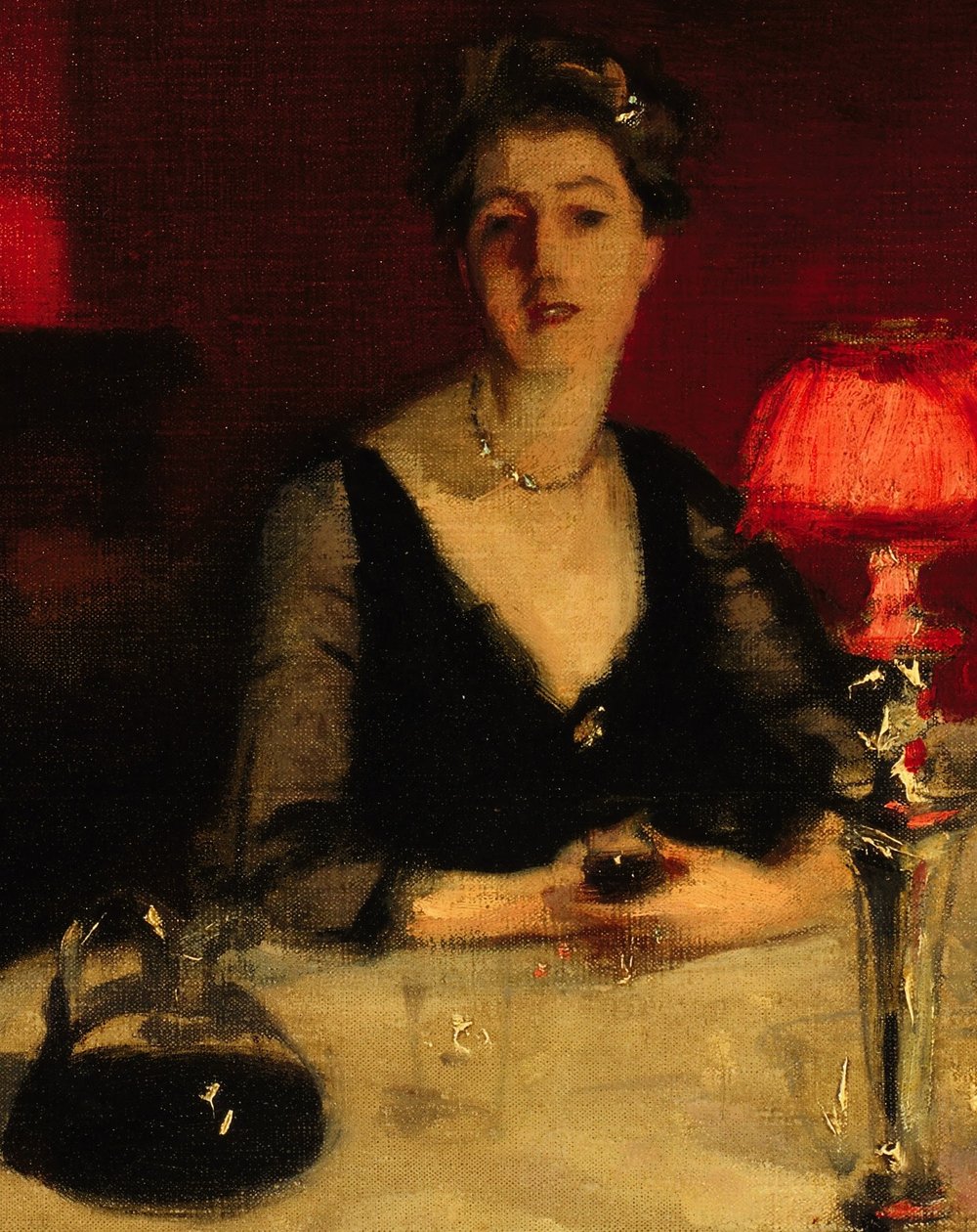 Kieliszek porto: szczegół Edith Vickers autorstwa John Singer Sargent