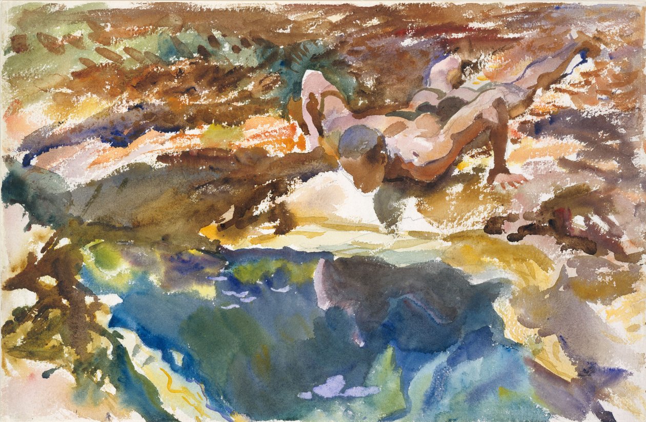 Człowiek i basen, Floryda, 1917 autorstwa John Singer Sargent