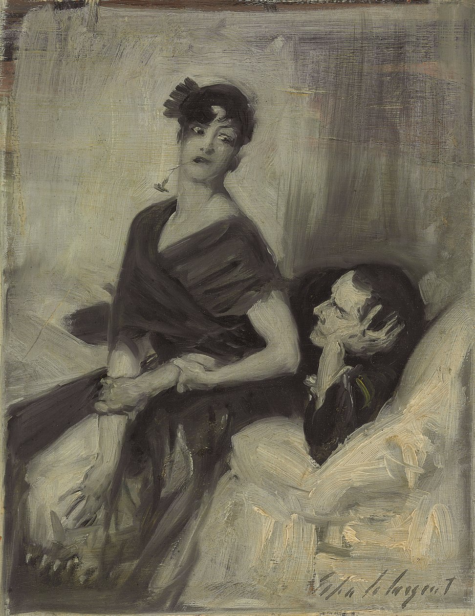 Mężczyzna i kobieta na łóżku, ok. 1880-1882 autorstwa John Singer Sargent