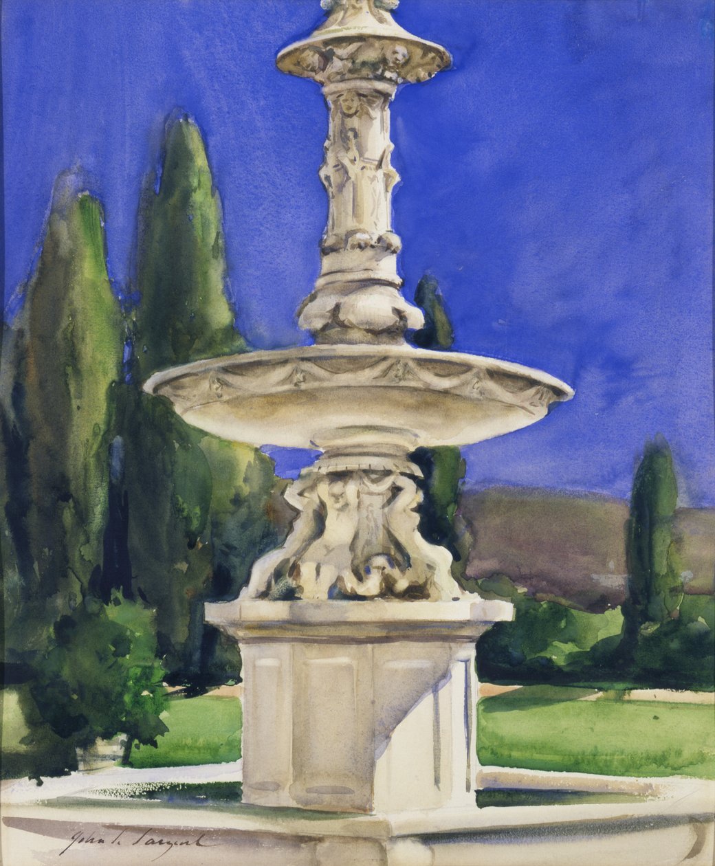 Marmurowa Fontanna we Włoszech, ca. 1907. autorstwa John Singer Sargent