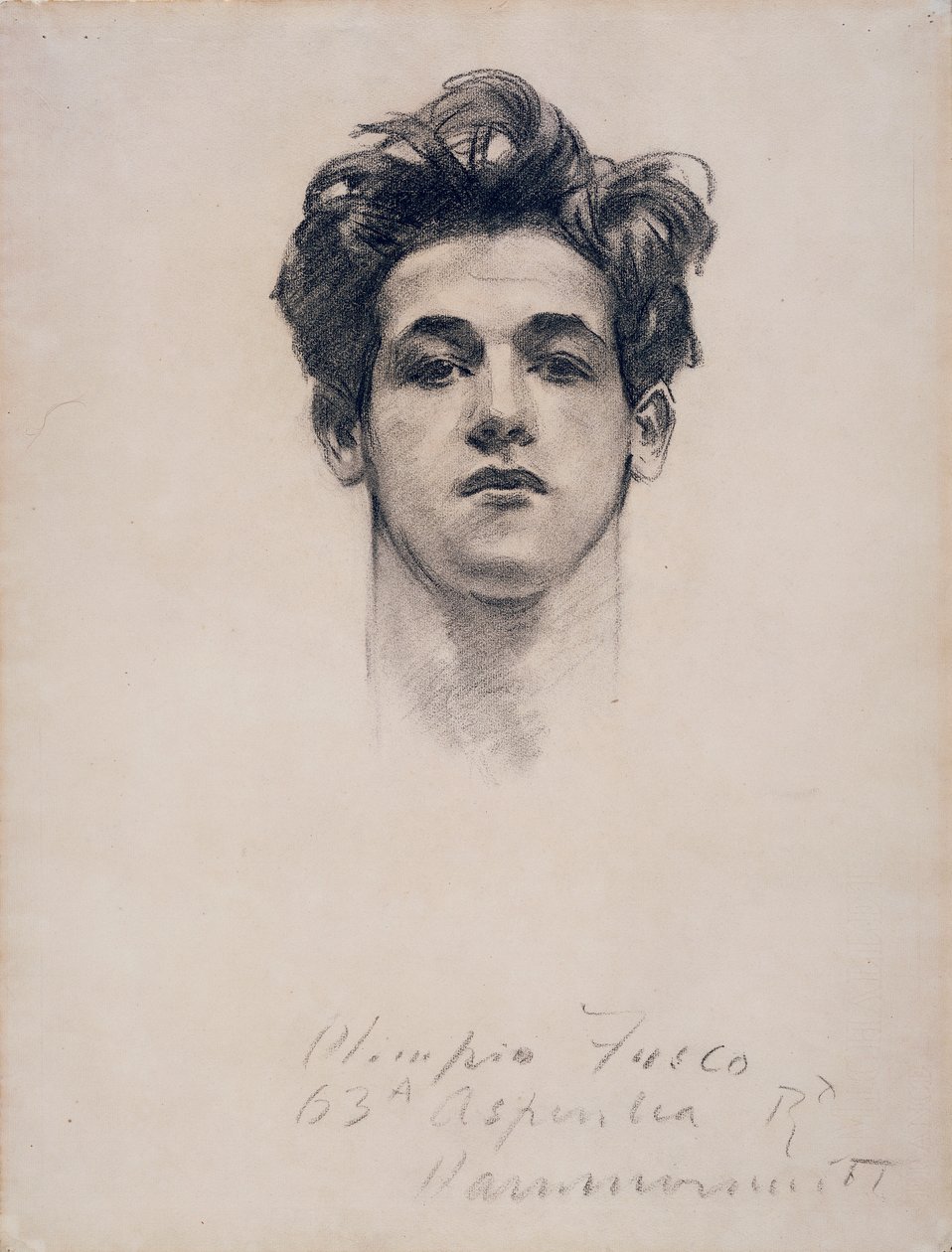 Olimpio Fusco, ok. 1900-10 (węgiel i kikut na papierze) autorstwa John Singer Sargent