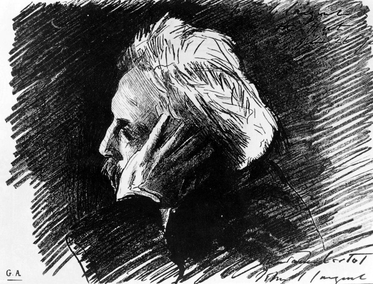 Portret Gabriela Fauré (1845 - 1924), francuskiego kompozytora. Węgiel drzewny jego przyjaciela Johna Singera Sargenta (1898). autorstwa John Singer Sargent