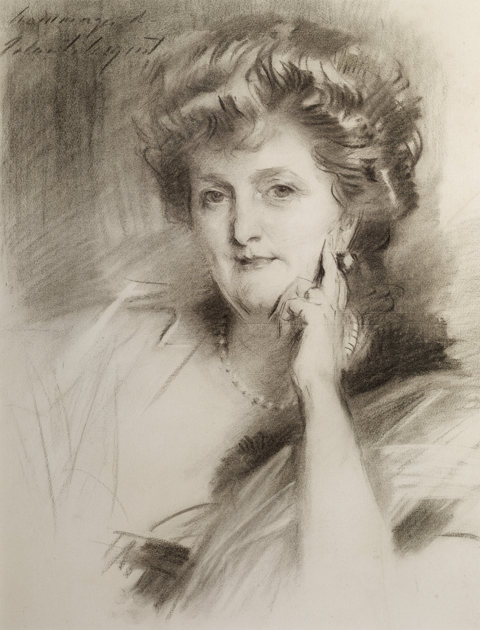Portret kobiety, po 1900 (kreda na papierze tkanym) autorstwa John Singer Sargent