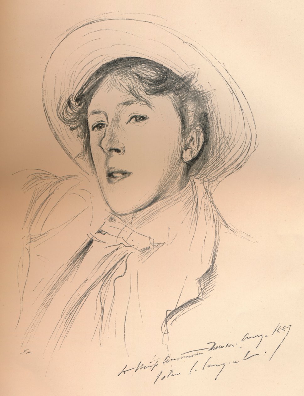 Szkic portretowy panny Violet Paget Vernon Lee, ok. 1881 r. autorstwa John Singer Sargent
