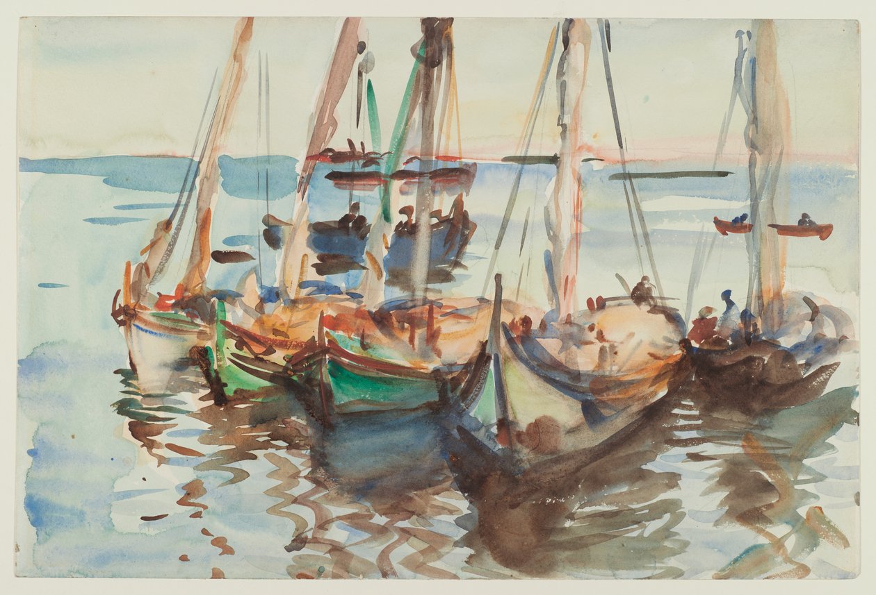 Łodzie portugalskie, c.1902-03 (wc na papierze) autorstwa John Singer Sargent