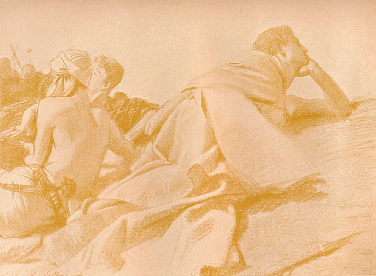 Leżące postacie Dawid w obozie Saula, ok. 1905 r. autorstwa John Singer Sargent