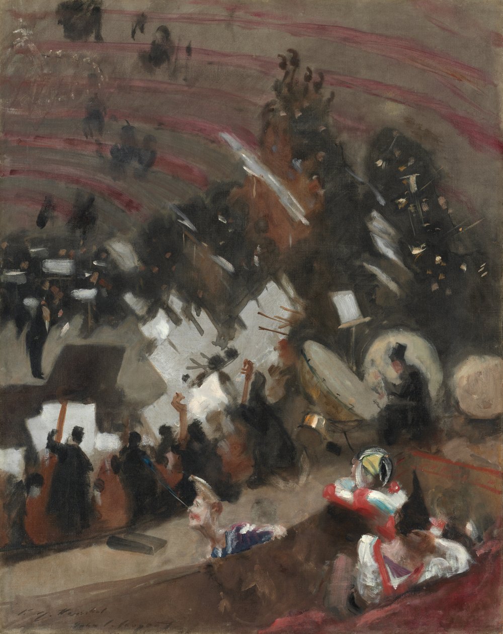 Próba Orkiestry Pasdeloup w Cyrku Zimowym, ok. godz. 1879. autorstwa John Singer Sargent