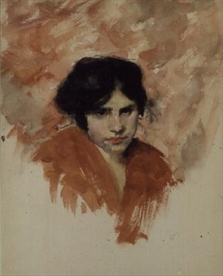 Szkic głowy i ramion kobiety (akwarela na papierze) autorstwa John Singer Sargent