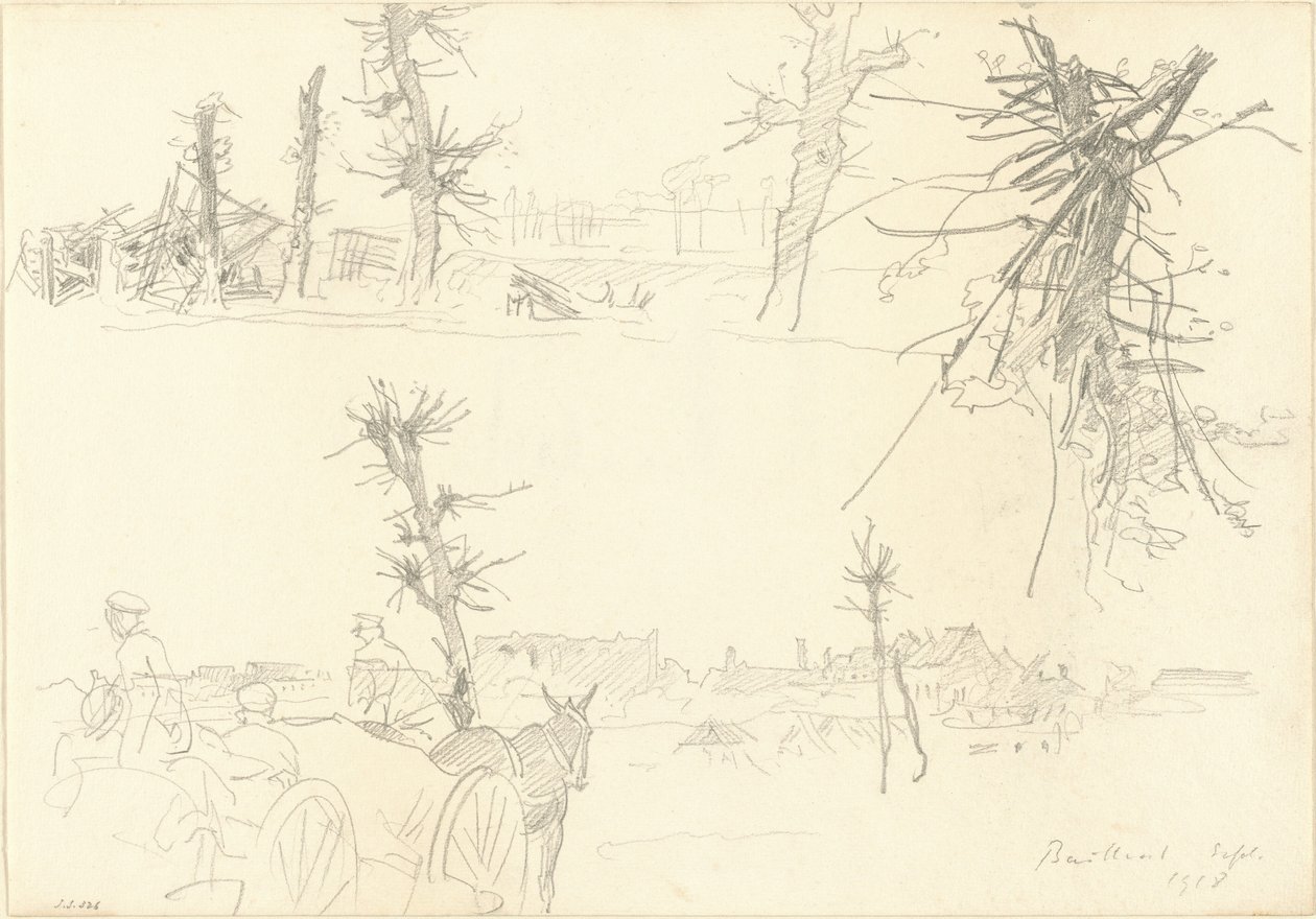 Żołnierze w zdewastowanym krajobrazie [recto], 1918. autorstwa John Singer Sargent