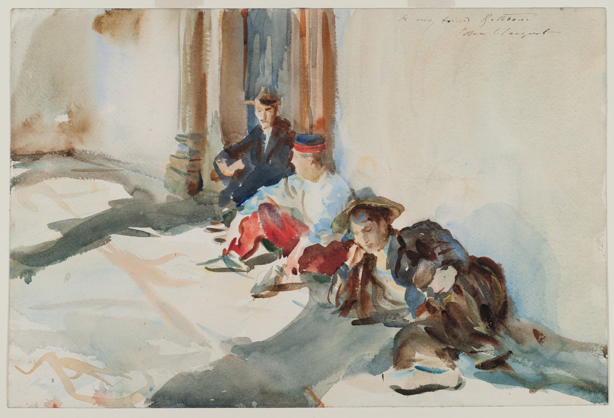 Hiszpańscy żołnierze, c.1902-03 (wc na papierze) autorstwa John Singer Sargent