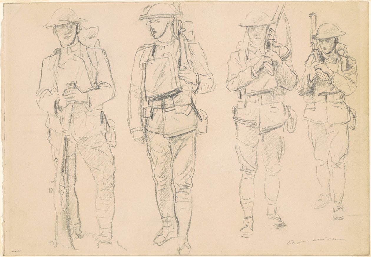 Studia przed przystąpieniem do wojny [recto], 1918. autorstwa John Singer Sargent