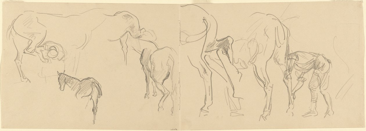 Studia podkuwania koni kalwaryjskich na froncie [recto], 1918. autorstwa John Singer Sargent