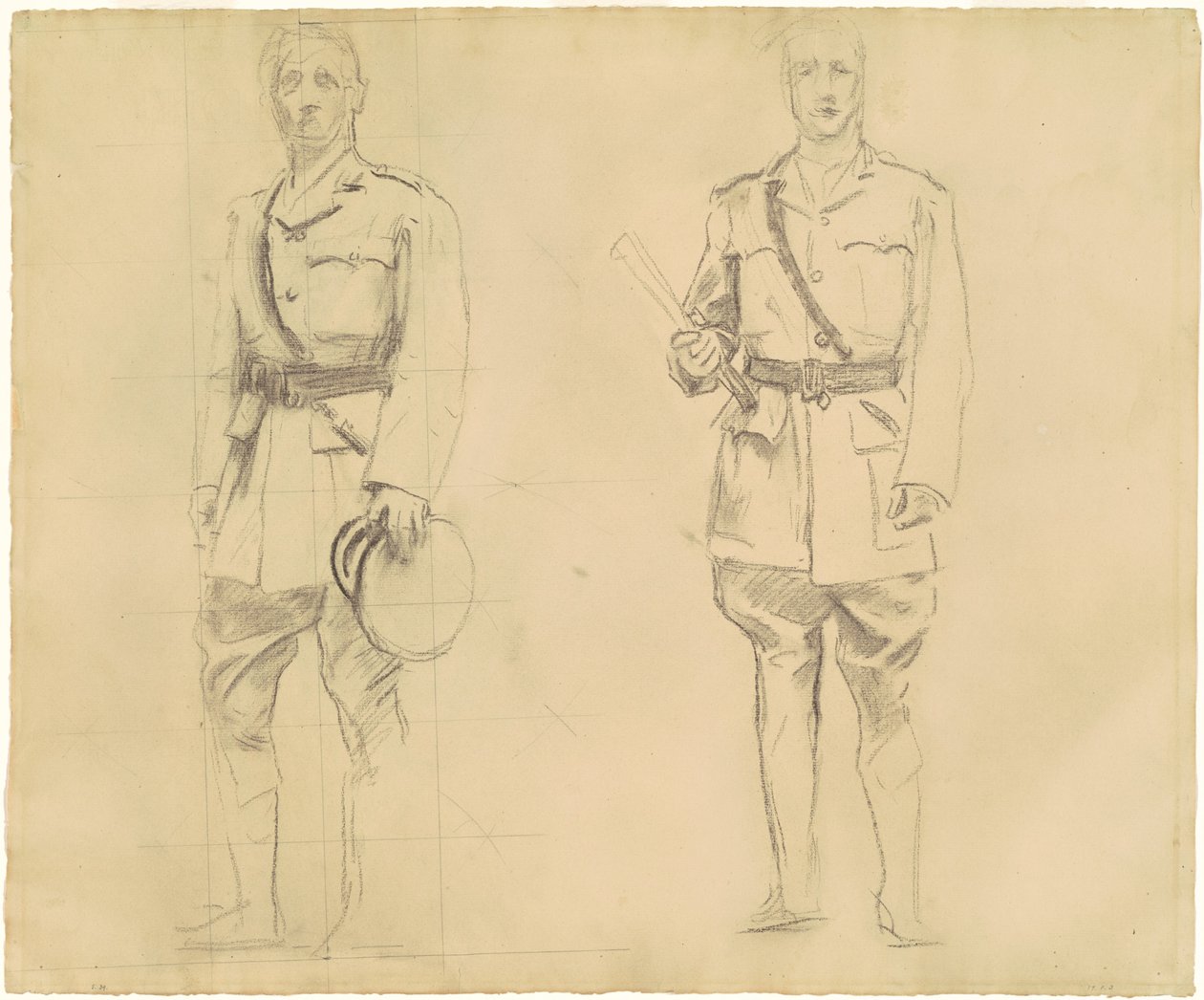 Studia generałów Plumera i Haiga dla oficerów generalnych I wojny światowej [recto], 1920-1922. autorstwa John Singer Sargent