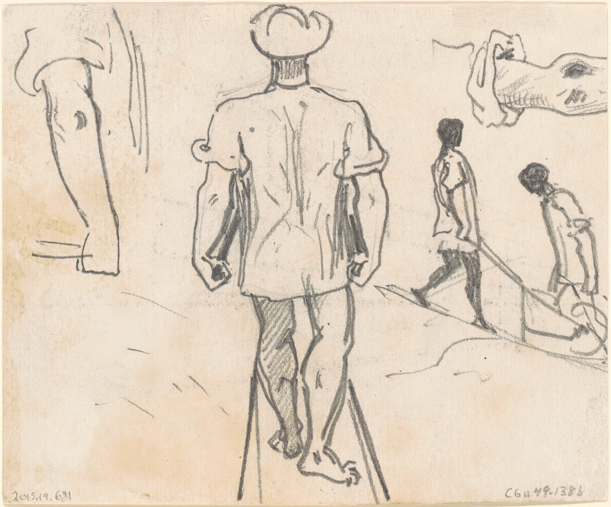 Studia chłopów z taczkami [verso] autorstwa John Singer Sargent