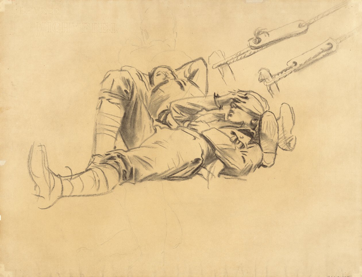 Studium dla Gassed, 1918-9 (węgiel i grafit na papierze czerpanym) autorstwa John Singer Sargent