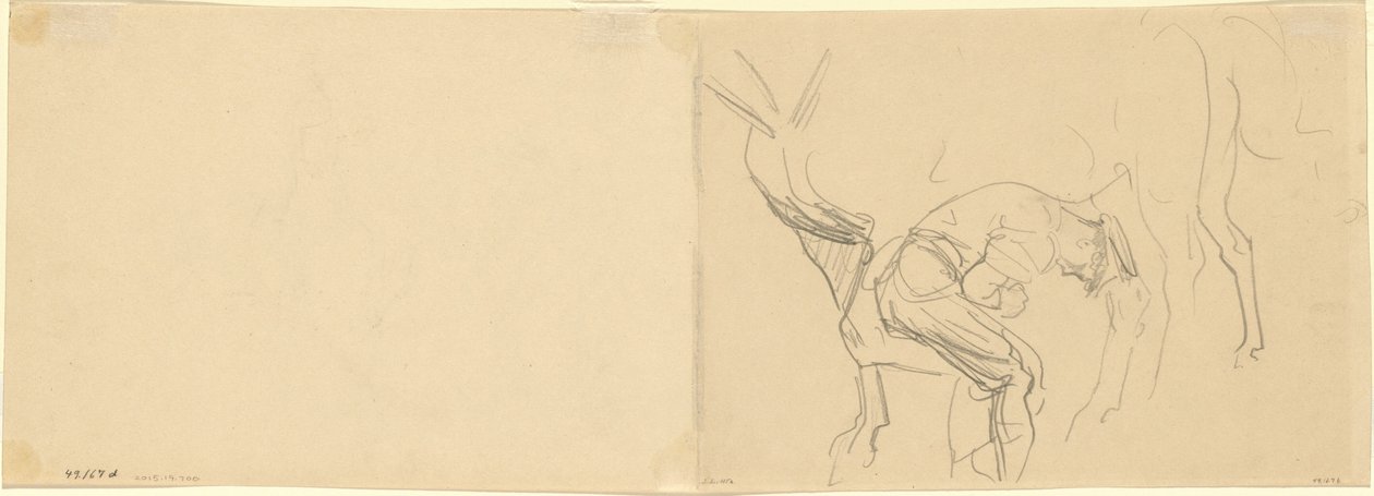 Studium do „Podkuwanie koni kalwaryjskich z przodu” [verso] autorstwa John Singer Sargent