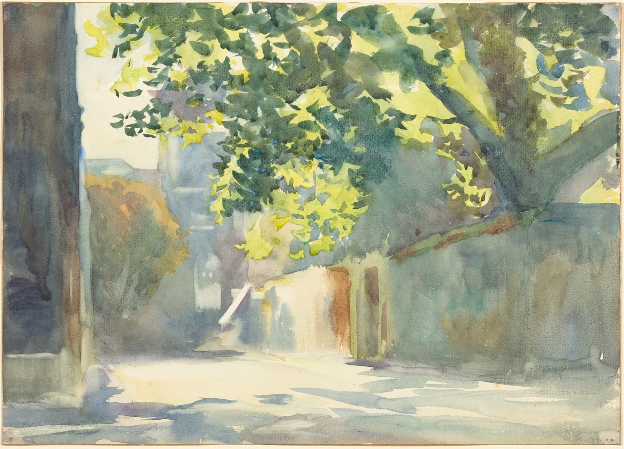 Ściana oświetlona słońcem pod drzewem autorstwa John Singer Sargent