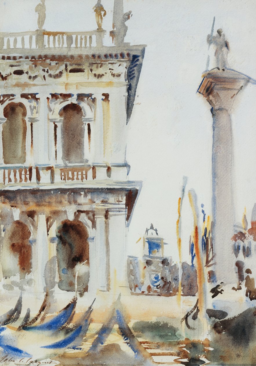 The Corner of the Libreria, z kolumną św. Teodora, Wenecja, 1904 autorstwa John Singer Sargent