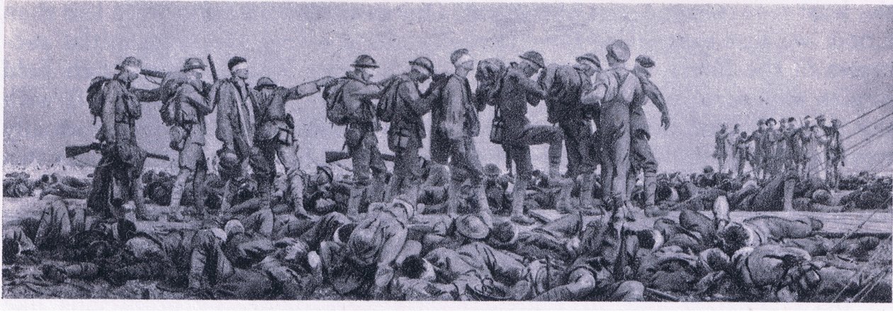 Garderoba. Straty z Mustard Gas, z British Adventure wydanego przez Collins, 1947 autorstwa John Singer Sargent