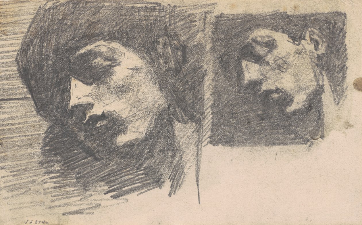 Dwie głowy, 1875-80 (grafit na papierze tkanym) autorstwa John Singer Sargent