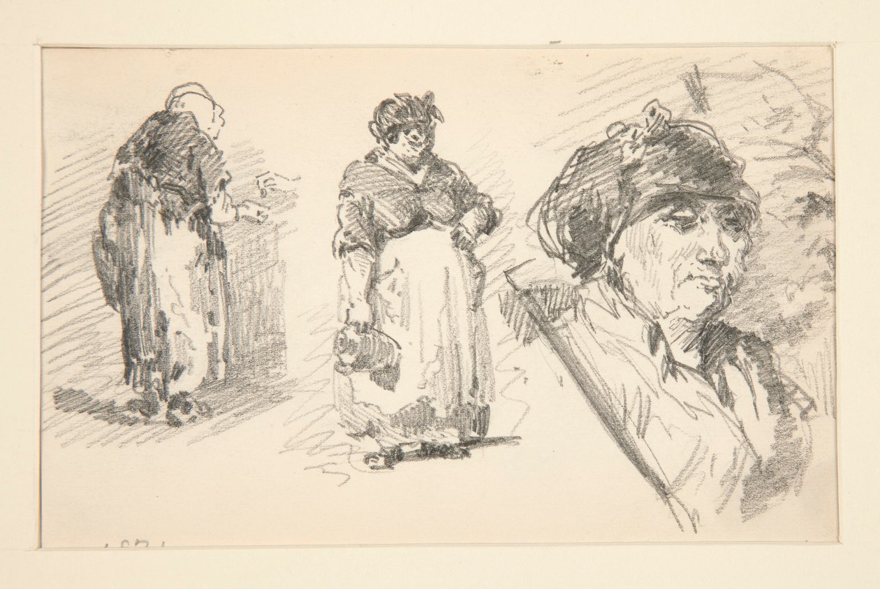 Dwie stojące postacie i jedna głowa autorstwa John Singer Sargent