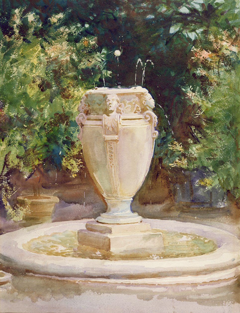 Fontanna wazonowa, Pocantico autorstwa John Singer Sargent
