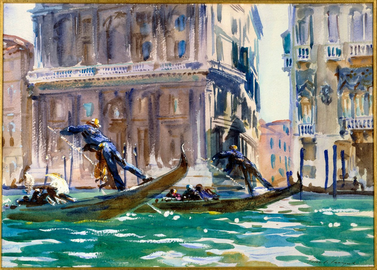 Widok na Canal Grande w Wenecji, akwarela Johna Singera Sargenta (1856-1925) (ec.bitter.) ok. 1906 Paryż, musee du petit Palais - Widok na Canal Grande w Wenecji (zwany również „Na kanale”) . Akwarela autorstwa Johna Singera Sargenta (1856-1925) (Ameri autorstwa John Singer Sargent
