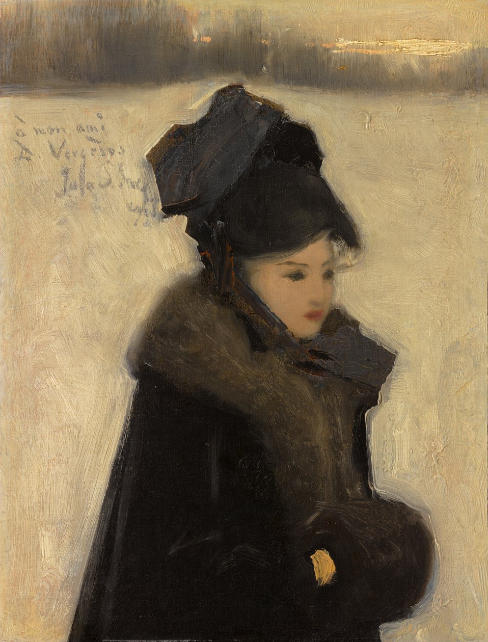 Kobieta w futrze, ok. 1880-85 (olej na płótnie) autorstwa John Singer Sargent