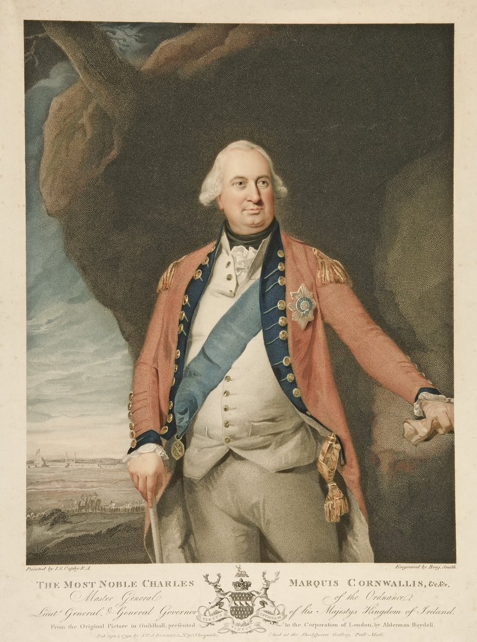 Najszlachetniejszy Charles Marquis Cornwallis, wyd. 1798 (kolor grawerowany) autorstwa John Singleton (after) Copley