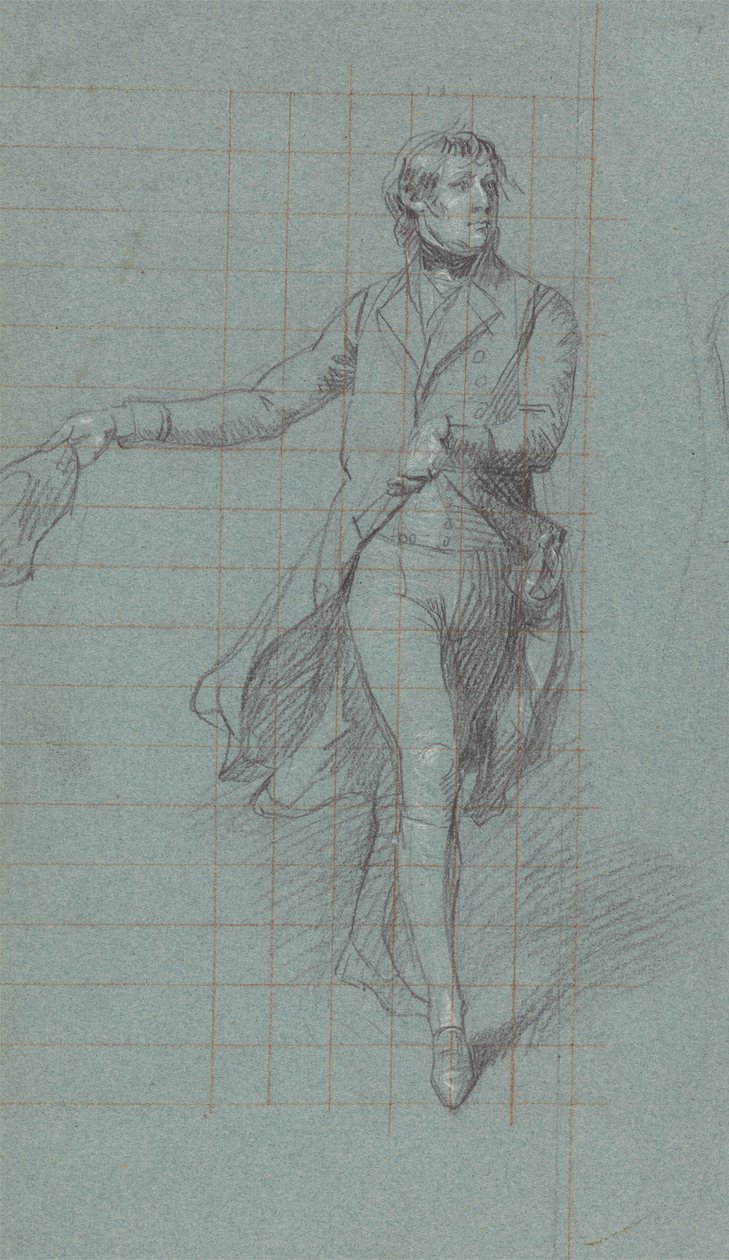 Kapitan W. Fairfax, studium postaci do obrazu Zwycięstwo Lorda Duncana (czarna kreda, podkreślona bielą na niebieskim papierze) autorstwa John Singleton Copley